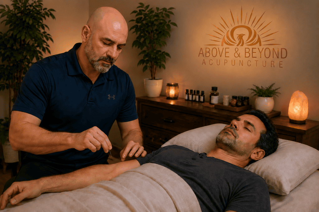 Patient receiving acupuncture as effective primary or first-line treatment for conditions where research strongly supports its use.