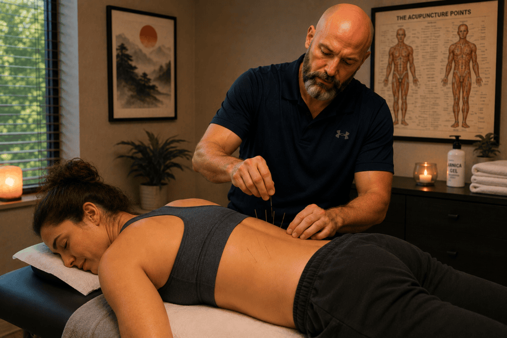 Everyday patient receiving quality acupuncture treatment at a licensed clinic showing that the same recovery benefits accessed by professional athletes are available to anyone.