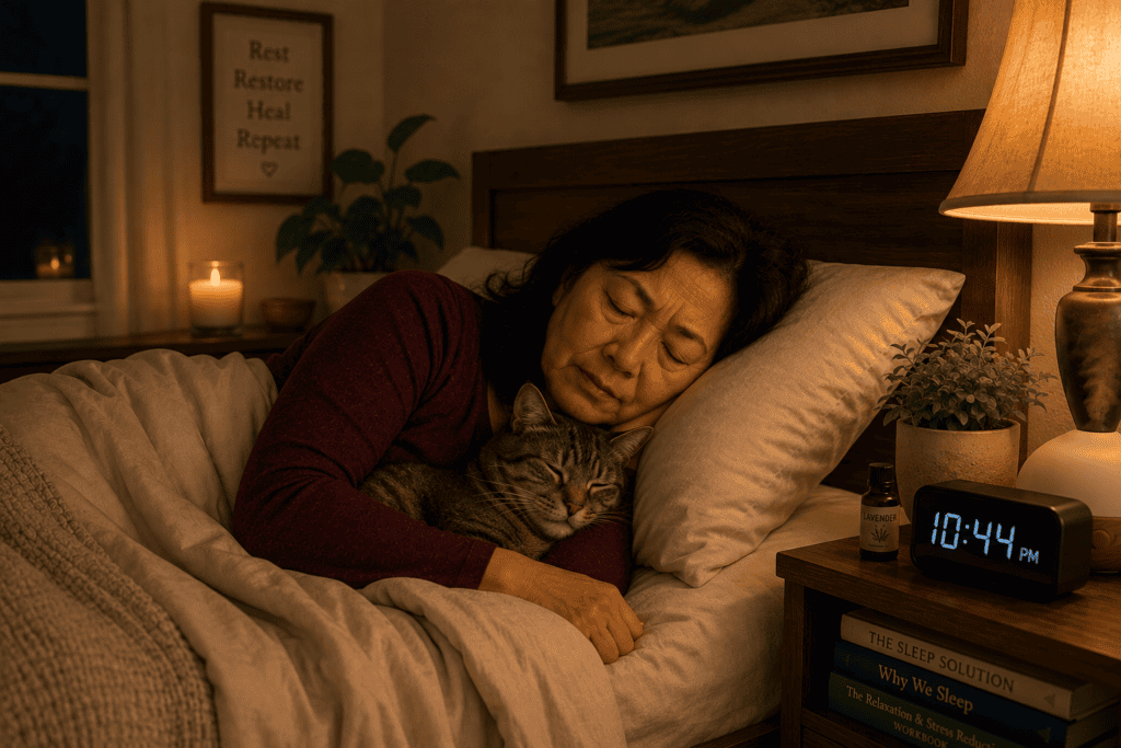 Person resting in a comfortable bedroom prioritizing sleep for immune recovery during a shingles outbreak.