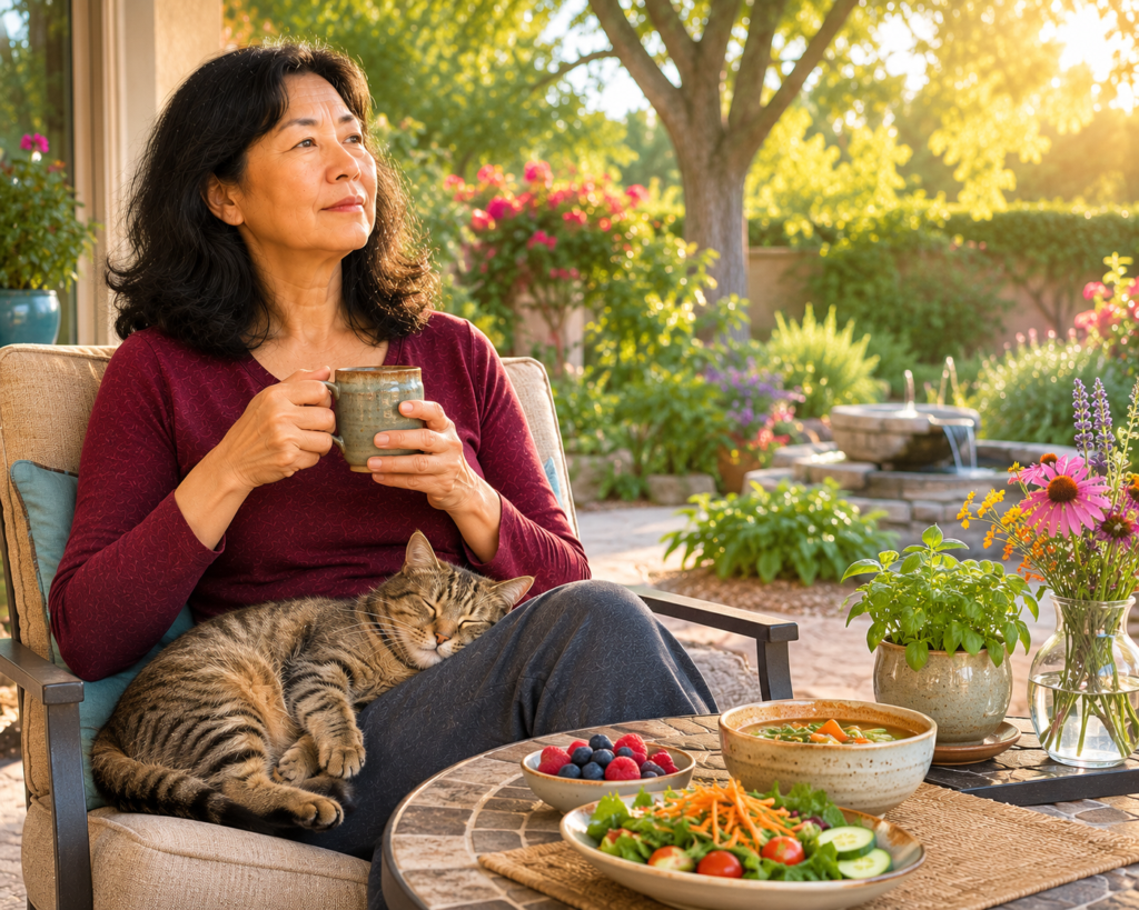 Person engaged in ongoing practices supporting long-term immune health beyond acute shingles recovery.