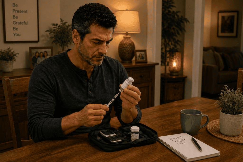 Type 1 diabetes patient managing insulin as required medication that acupuncture cannot replace with acupuncture serving as supportive care.