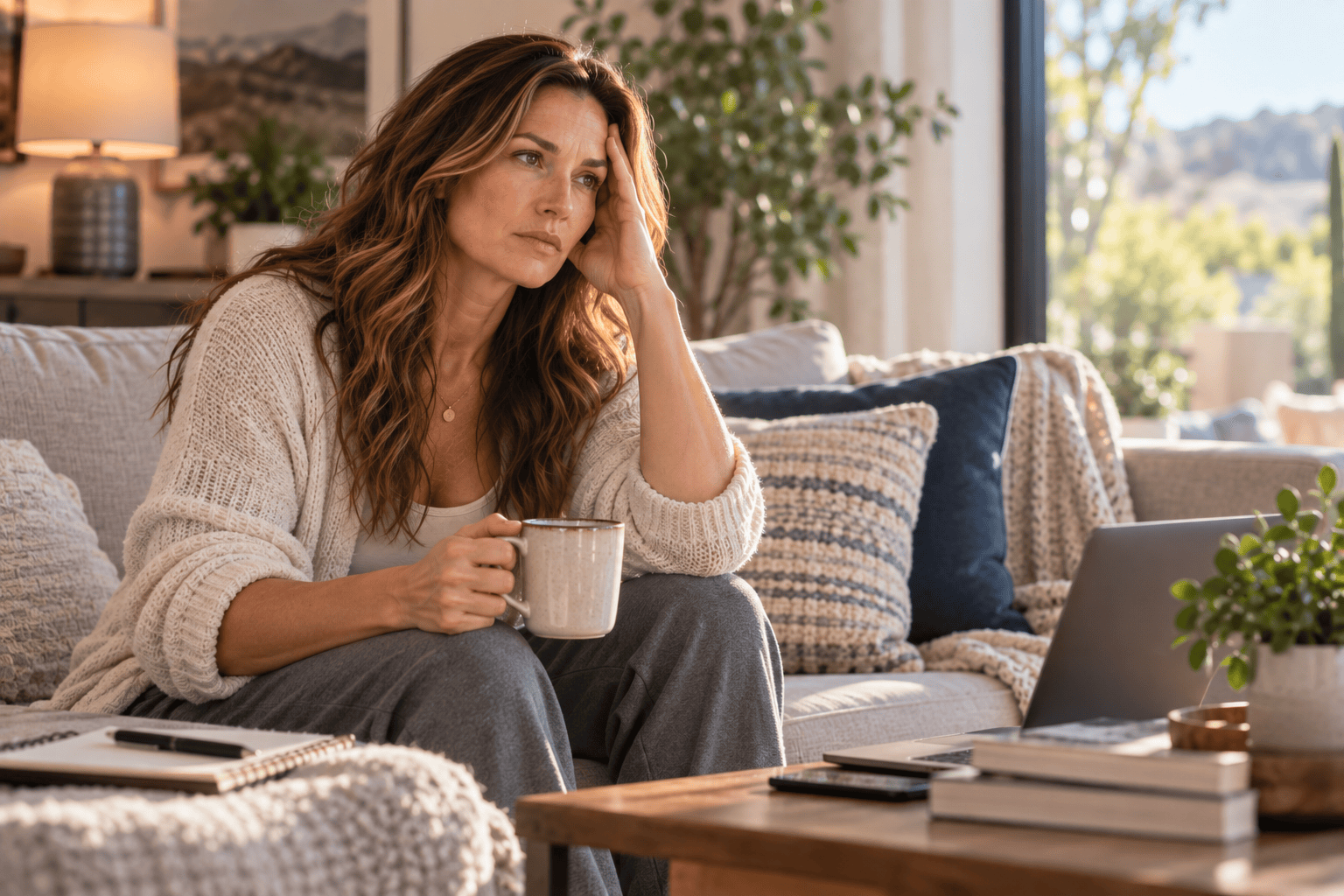 Woman experiencing fatigue and mental fog associated with chronic inflammation.