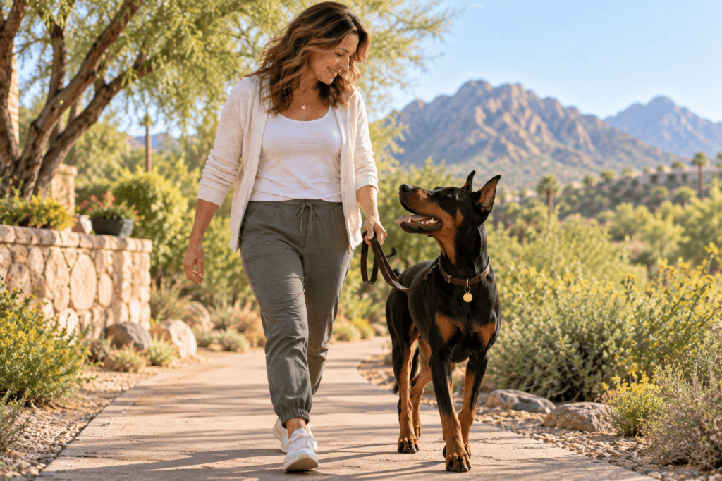 Person standing and walking comfortably with an easy, pain-free expression after their heel pain eased.